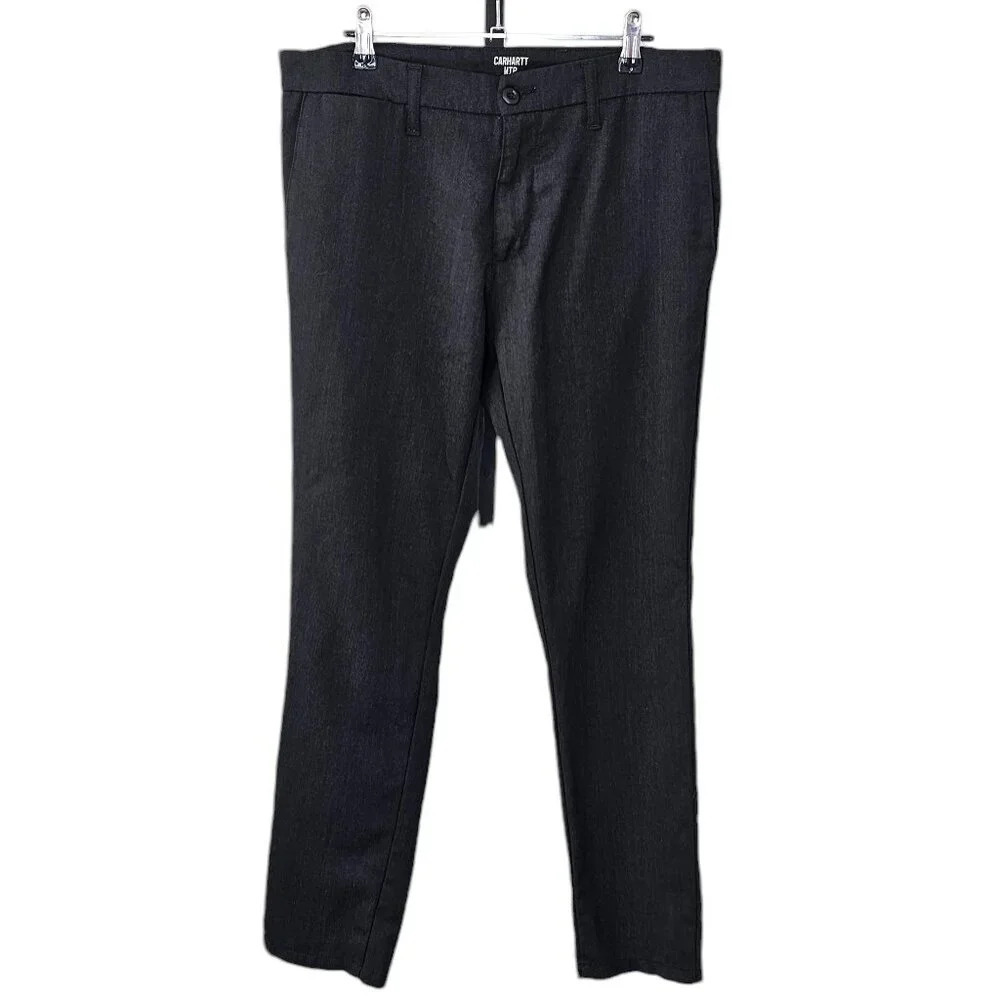 Carhartt Mens WIP Sid Pant Size 32 Work Pant Wool Blend Slim Fitted Grey